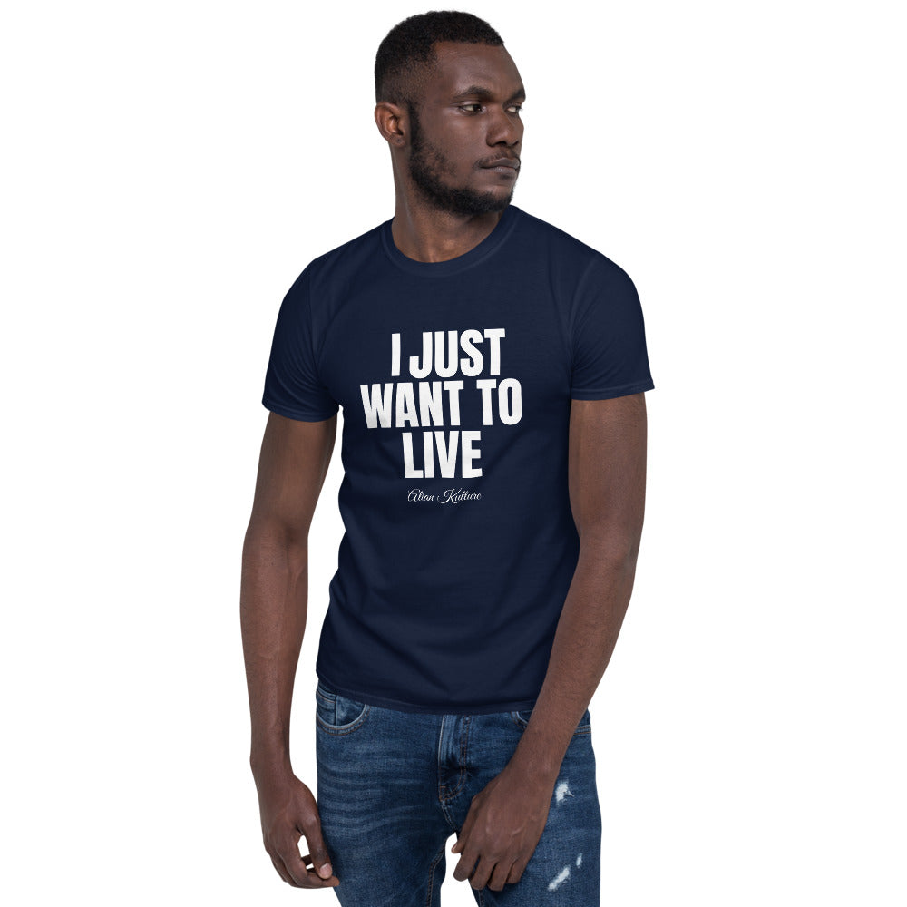 I Just Want to Live White Print Tee