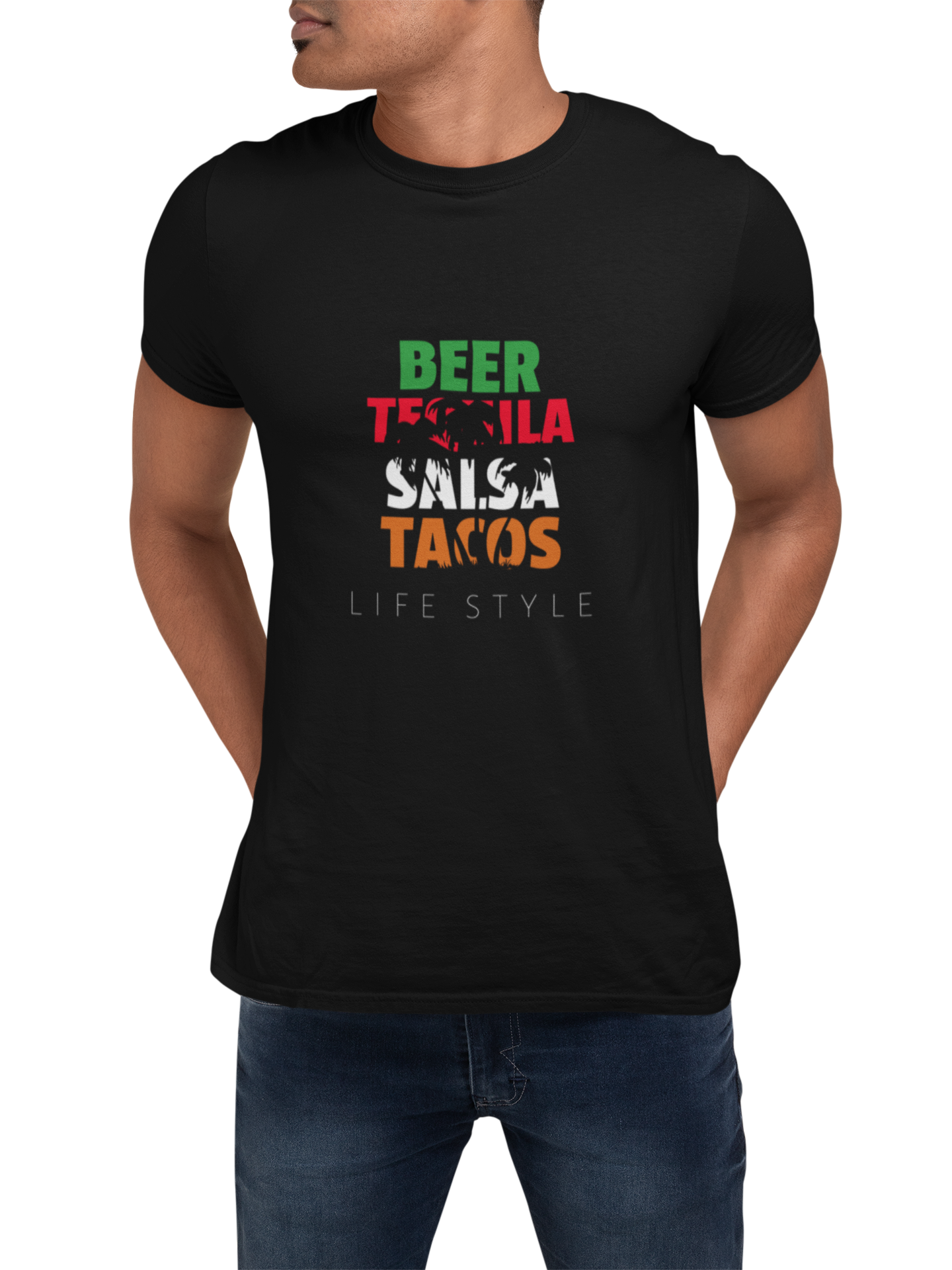 Mexican Lifestyle Black Palm Tee