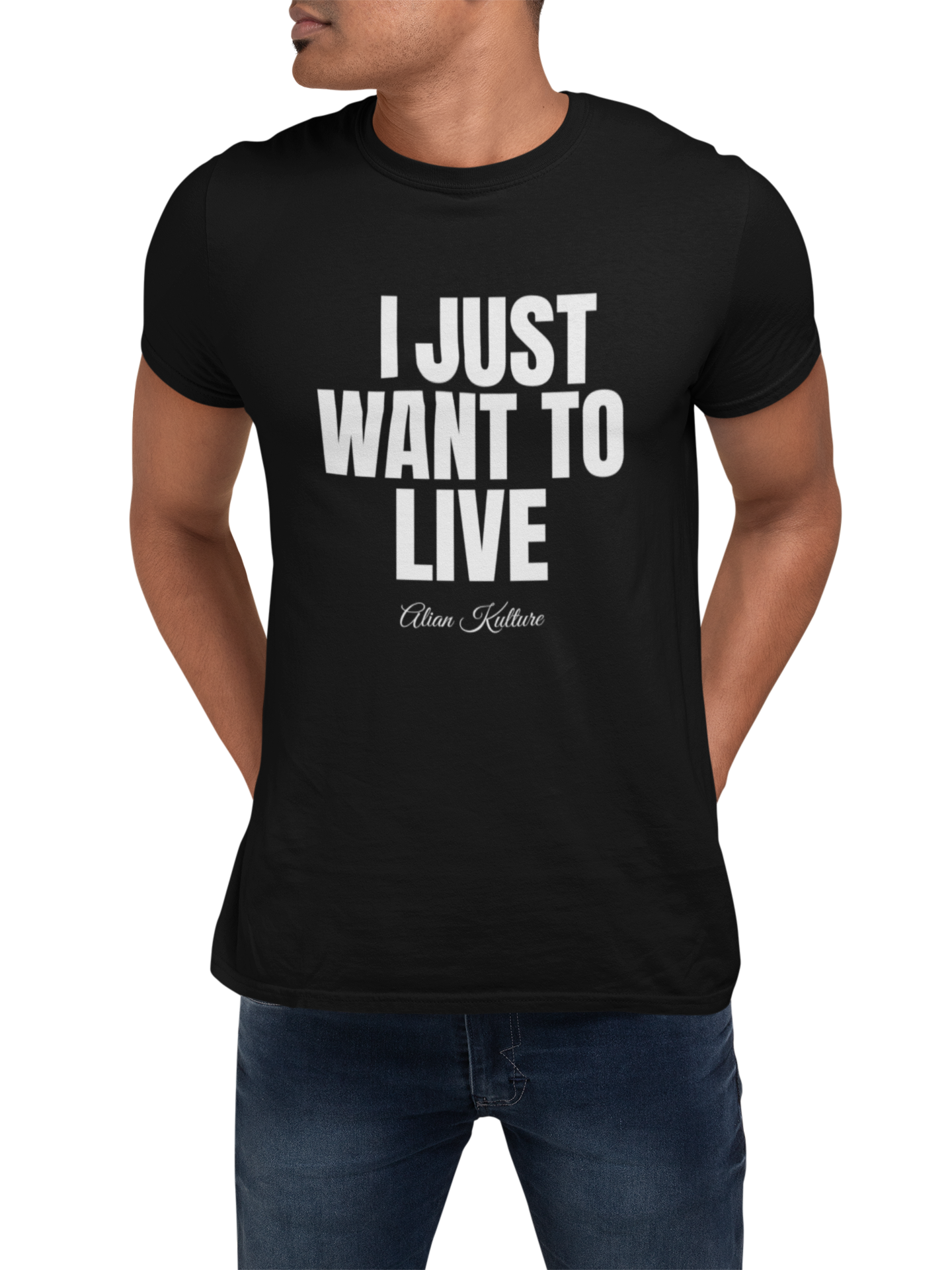 I Just Want to Live White Print Tee