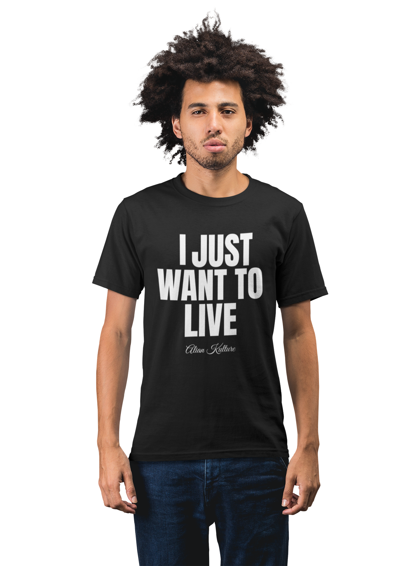 I Just Want to Live White Print Tee